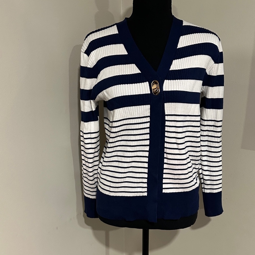 *RIO & RIAN* Navy x White Striped Sweater Size Small